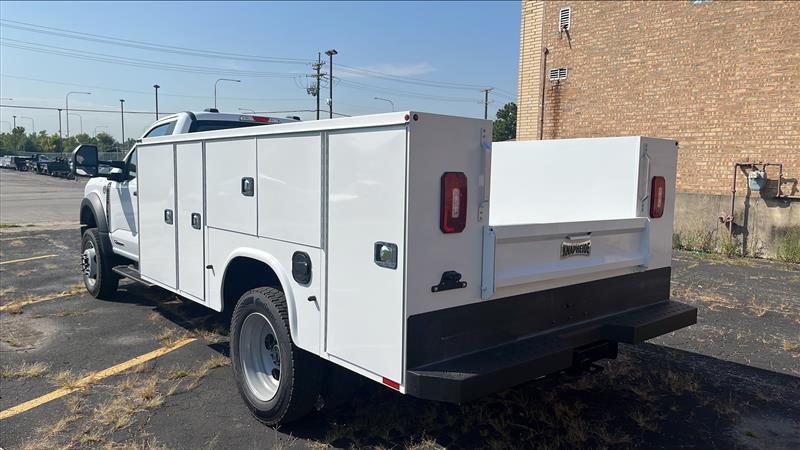 Ford F-600 chassis cab with Knapheide service body protected by The Work Truck Fuel Vault locking fuel door